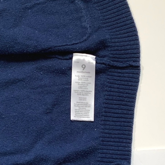 Carter's 9m Cotton Navy Baby Cardigan with Floral Lining - Picture 3 of 3